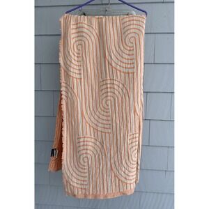 David Fussenegger Austrian Throw Blanket Orange & Natural Swirl Pattern 49 X 72"